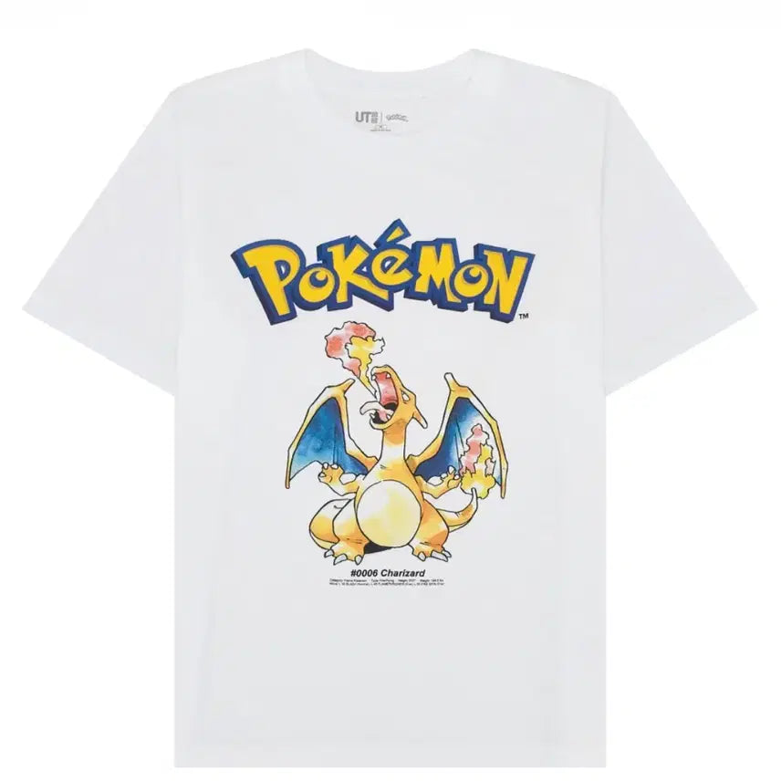 [BUNJANG] Uniqlo x Pokémon Charizard Short-Sleeve T-Shirt White / 유니클로 포켓몬 리자몽 반팔 티셔츠 화이트