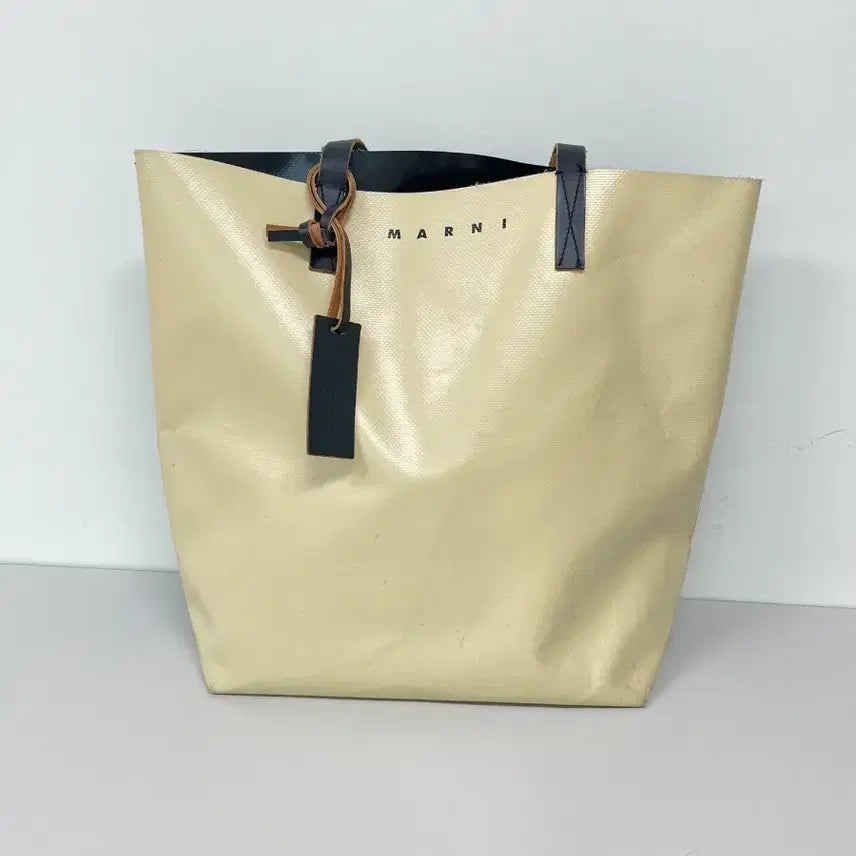 [BUNJANG] Marni PVC Tribeca Two-Tone Shopping Bag Beige / [정품] 마르니 PVC 트라이베카 투톤 쇼핑백 베이지