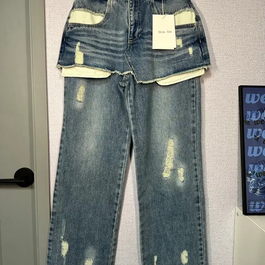 [BUNJANG] Matin Kim Denim Pants Damage Jeans / 새상품) Matin kim 마뗑킴 데님 팬츠 데미지 진