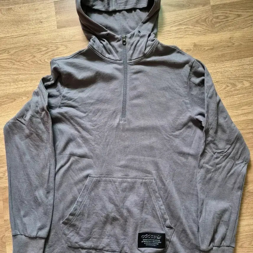 [BUNJANG] Adidas Hooded Zip-Up Sweatshirt Gray Cotton Size 95 / 아디다스 후드 집업
