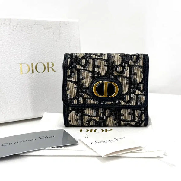 [BUNJANG] Dior 30 Montaigne Oblique Lotus Women's Tri-fold Wallet / 디올 30 몽테인 오블리크 로투스 여성 3단 반지갑