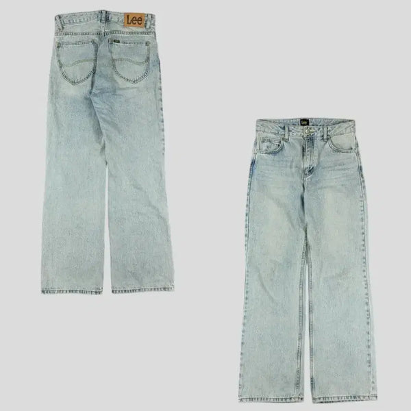 [BUNJANG] LEE Light Wash Leather Tab Straight Fit Jeans / LEE 리 연청워싱 레더탭 스트레이트핏 청바지 데님팬츠 31