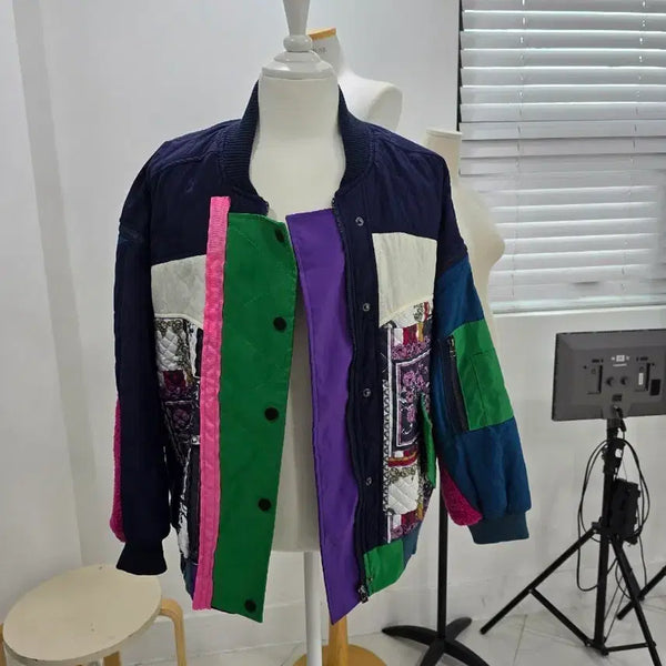 [BUNJANG] Patchwork Quilting Bomber Jacket / 패치워크 퀼팅 봄버 자켓