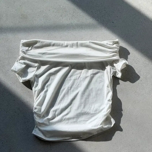 [BUNJANG] White Off-Shoulder T-Shirt / 화이트 오프숄더 티