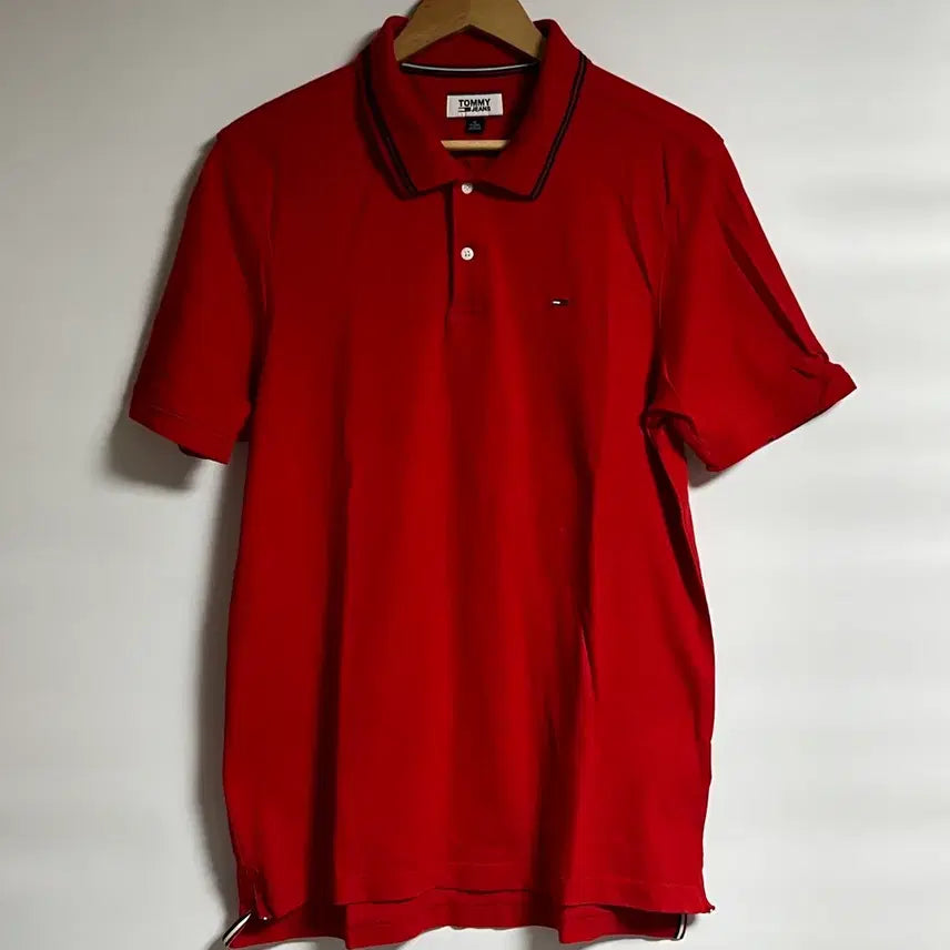 [BUNJANG] Tommy Jeans Red Pique Polo T-Shirt XL / 공용 타미진스 레드 피케 카라티셔츠 XL