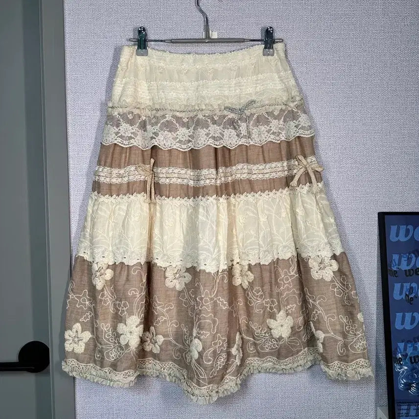 [BUNJANG] Lace Ribbon Skirt / 새상품) 레이스 리본 스커트 치마