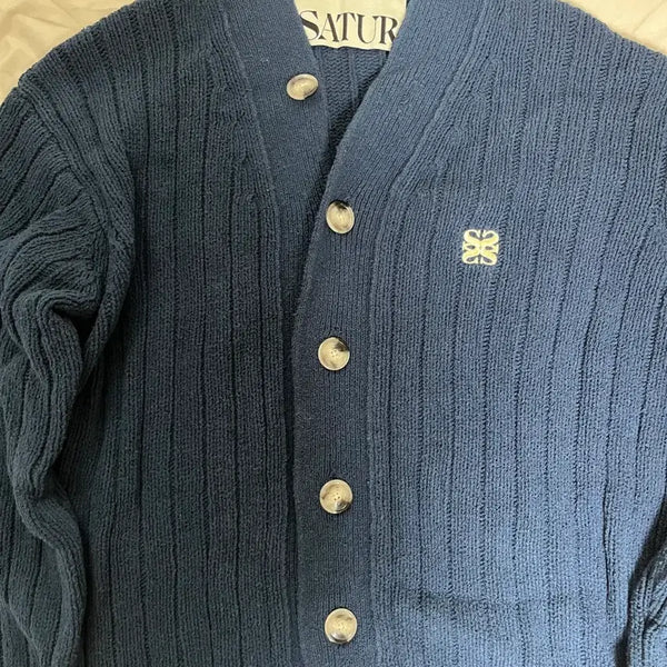 [BUNJANG] Sette Paro Oversized Bouclé Cardigan Navy M / 세터 파로 오버사이즈 부클 가디건 네이비 M