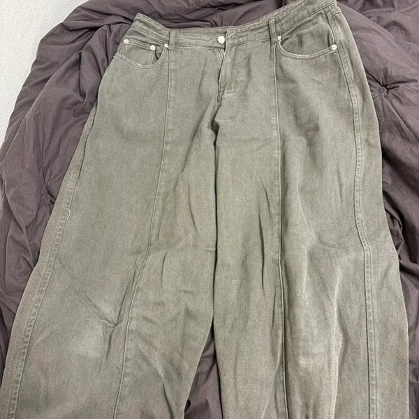 [BUNJANG] Corduroy Wide Pants Khaki / 코듀로이 와이드 팬츠 카키