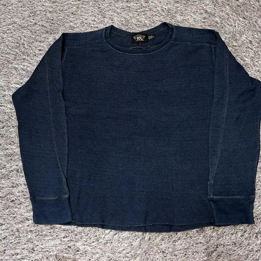 [BUNJANG] RRL Indigo Jacquard Knit Crewneck Waffle Long Sleeve / RRL) 더블알엘 인디고 자카드 니트 크루넥 와플 롱슬리브
