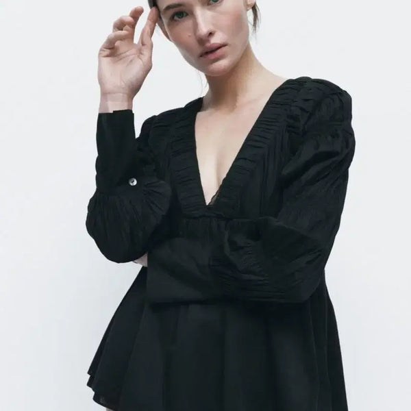 [BUNJANG] Zara Elastic Pleated Blouse L / 자라 엘라스틱 플리츠 블라우스 L