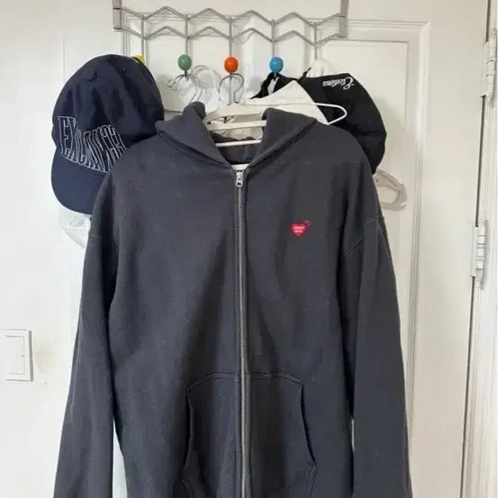 [BUNJANG] Human Made Heart Logo Zip-Up Hoodie Black XL / 휴먼메이드 하트 로고 후드집업 블랙 XL