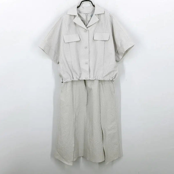 [BUNJANG] LBL Summer Wrinkle Fabric Jacket & Dress Set Beige / 엘비엘 여름 바스락 지짐이 자켓&원피스 베이지85 (HU44736)