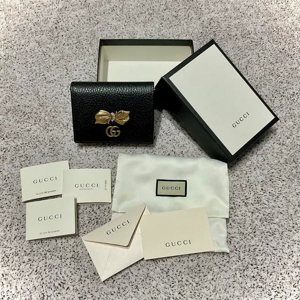 [BUNJANG] Gucci Marmont Ribbon Bifold Wallet (Full Box) / [SS+] 구찌 마몬트 리본 반지갑 (풀박)