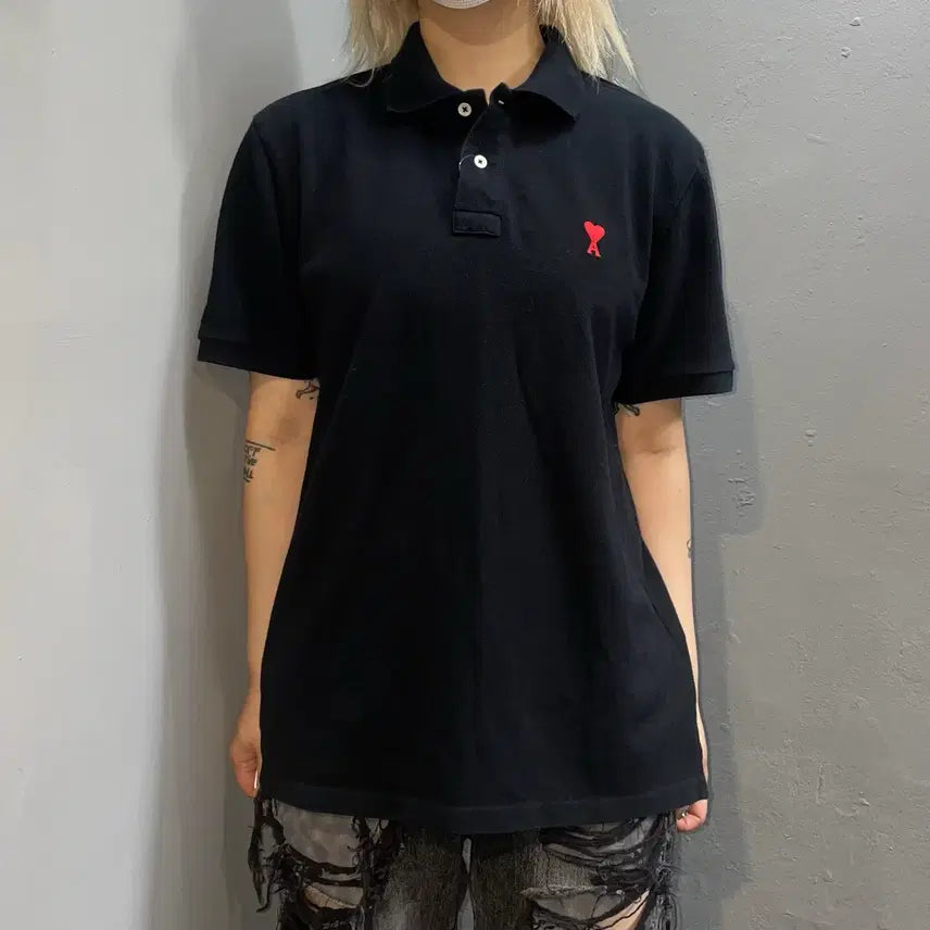 [BUNJANG] AMI Paris Small Logo Short Sleeve Polo Shirt / ami 스몰로고 반팔 카라티