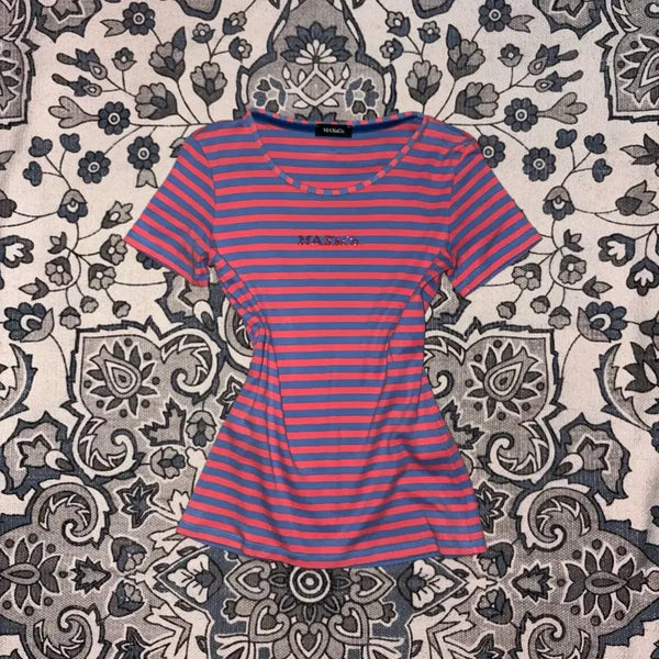 [BUNJANG] Max & Co. Cubic Stripe Short Sleeve T-Shirt / 막스앤코 큐빅 스트라이프 반팔