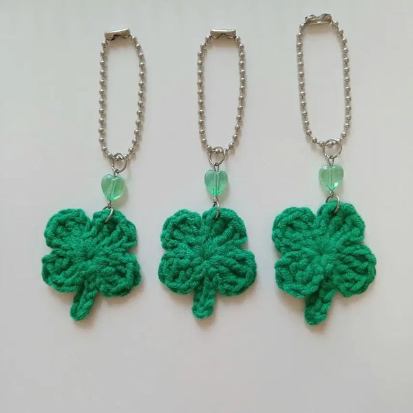 [BUNJANG] Handmade Knitted Four-Leaf Clover Keychain Bundle Set / 네잎클로버 키링 3개 일괄
