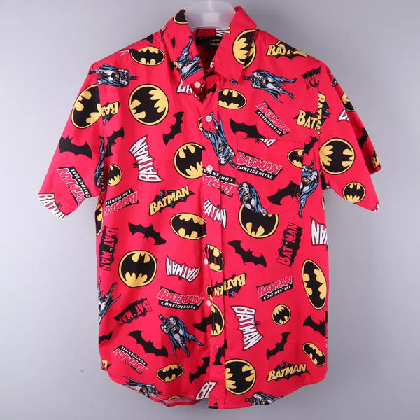 [BUNJANG] Batman Logo Print Short Sleeve Shirt Red (M) / 배트맨 로고 프린트 반팔 셔츠 레드 (M)