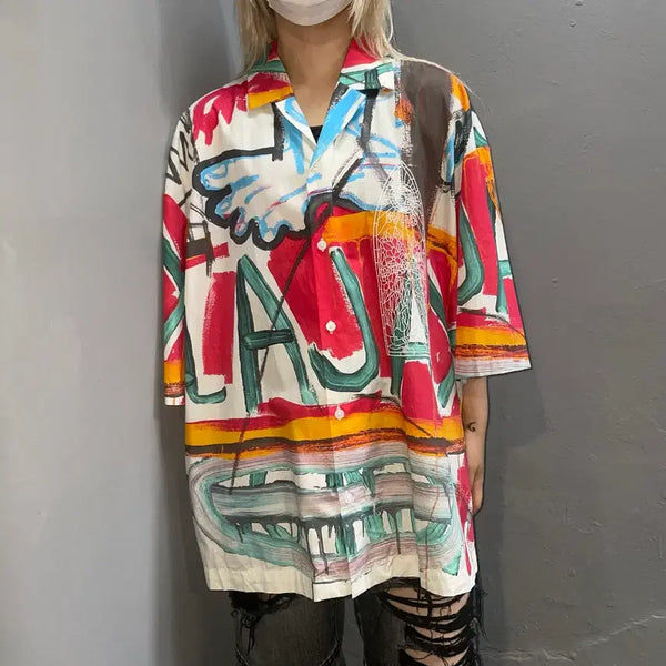 [BUNJANG] H&M X Basquiat Printed Short Sleeve Shirt / H&M X 바스키아 프린팅 반팔 셔츠