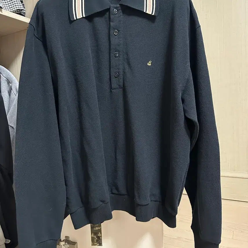 [BUNJANG] Kapital Pique Rangle Color Retro Polo Black / 캐피탈 피케 랑글 컬러 레트로 폴로 블랙 (3사이즈)