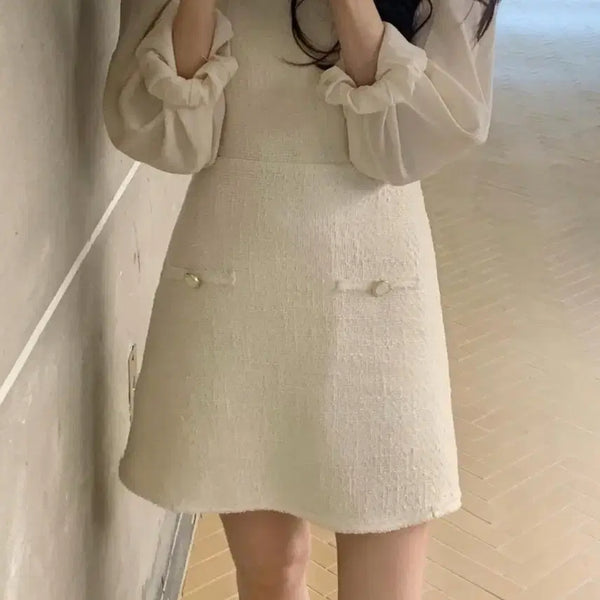 [BUNJANG] Shop Nnette Tweed Dress Ivory / 샵미네트 트위드원피스