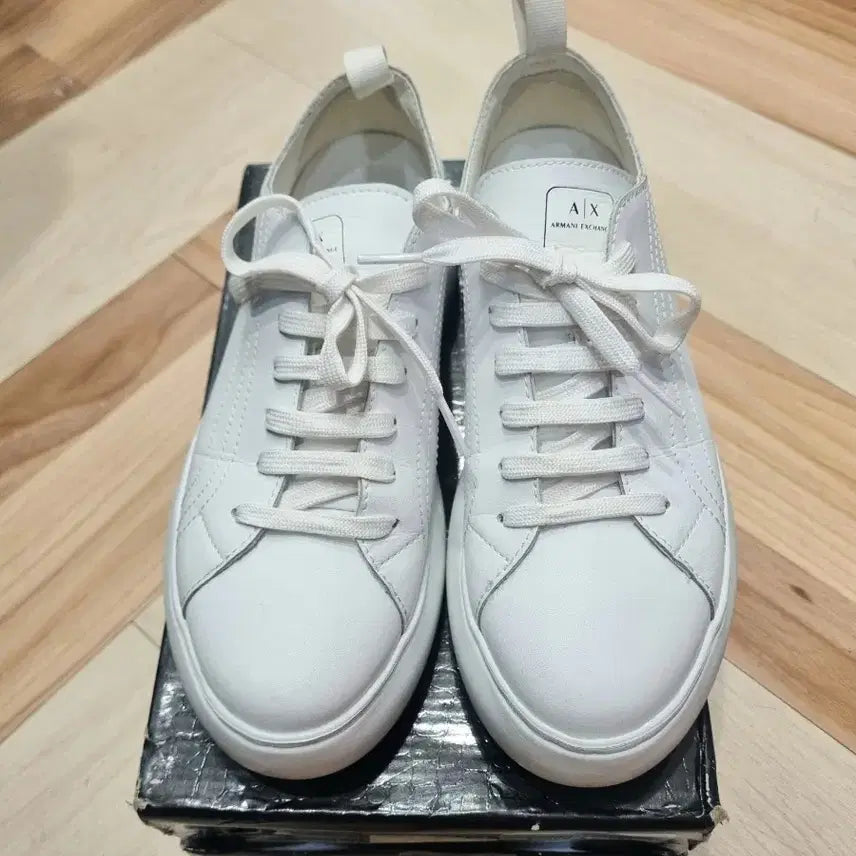 [BUNJANG] Armani Exchange Women's Platform Low-Cut Leather Sneakers (245) / 아르마니 익스체인지 여성 플랫폼 스니커즈 (245)