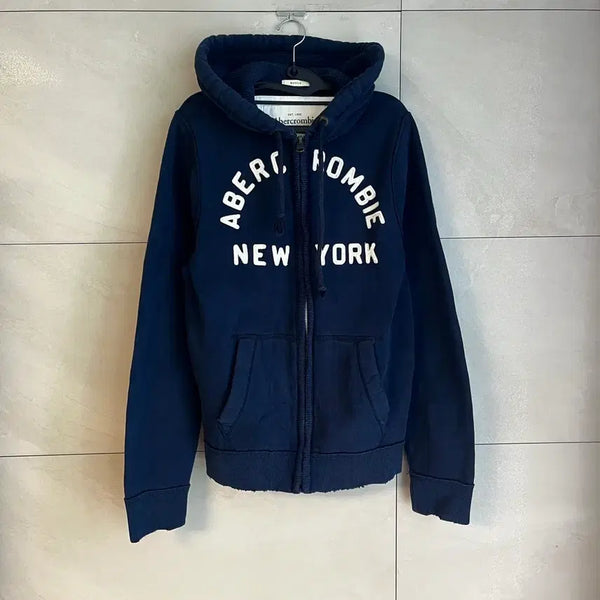 [BUNJANG] Abercrombie & Fitch Spell Logo Hoodie Navy (L Size) / 아베크롬비 스펠로고 대장 후드집업 네이비 (L size)