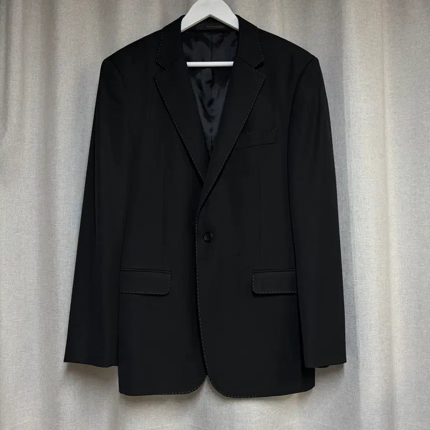 [BUNJANG] Solid Homme Black One-Button Blazer Jacket 48 / 솔리드옴므 블랙 원버튼 블레이저 자켓 48