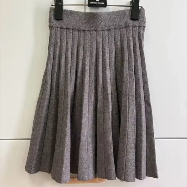 [BUNJANG] Knit Pleated Skirt Grey One Size / 니트 플리츠 스커트 그레이 프리사이즈 배송비포함