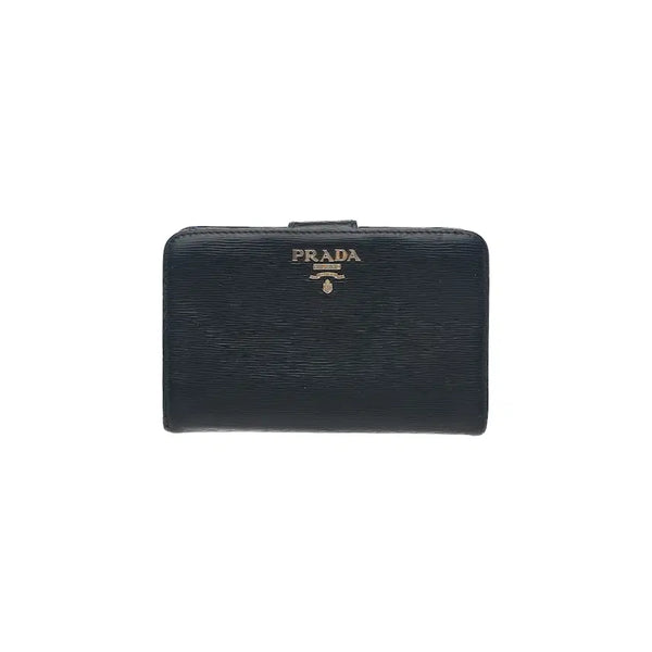 [BUNJANG] Prada Lettering Logo Zipper Medium Wallet Black / 프라다 지퍼 중지갑