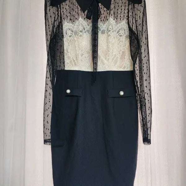 [BUNJANG] See-through Black Mini Dress (Unworn) / 시스루 블랙 미니 원피스(미착용)