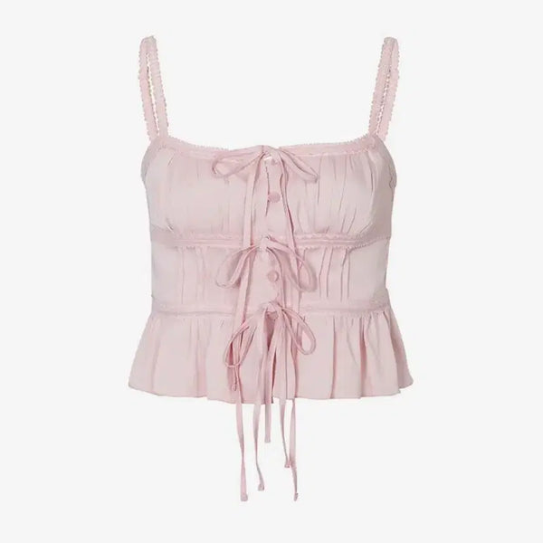[BUNJANG] Pain Or Pleasure Whisper Satin Top Pink / 페인오어플레져 위스퍼 새틴 탑 핑크 WHISPER SATIN TOP