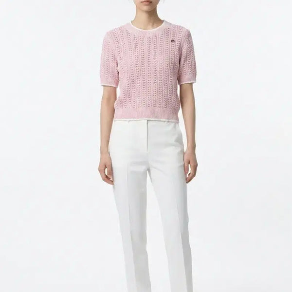[BUNJANG] It Misha 2024 Punching Short Sleeve Knit (Size S) / 잇미샤 2024 펀칭 반팔 니트 S사이즈