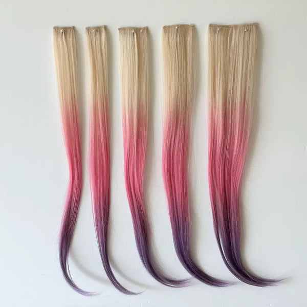 [BUNJANG] Colorful Clip-in Hair Extensions (5pcs, Ombre, 55cm) / 컬러풀 붙임머리 (5pcs)