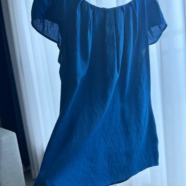 [BUNJANG] ZARA WOMAN Blue Shirring Blouse / ZARA WOMAN 블루 셔링 블라우스 원단 촉감 좋아요!
