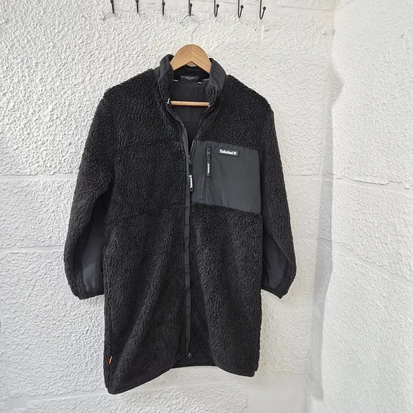 [BUNJANG] Timberland Black Fleece Long Coat / 팀버랜드 블랙 뽀글이 플리스 롱 코트