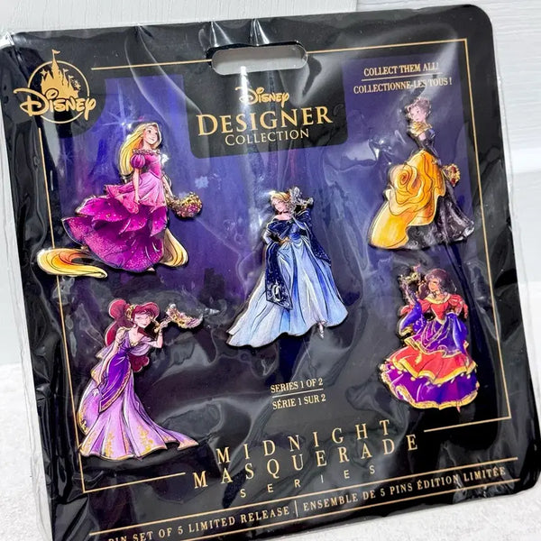 [BUNJANG] Disney Princess Midnight Masquerade Pin Set (5 Types) + Mask Pin Set (5 Types) / 디즈니 프린세스 미드나잇 마스커레이드 핀뱃지 5종세트 + 가면 핀뱃지 세트