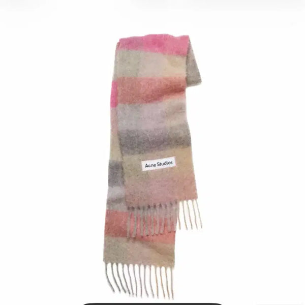 [BUNJANG] Acne Studios Mohair Check Muffler Fuchsia Lilac Pink / 아크네 스튜디오 모헤어 체크 머플러 푸시아 라일락 핑크