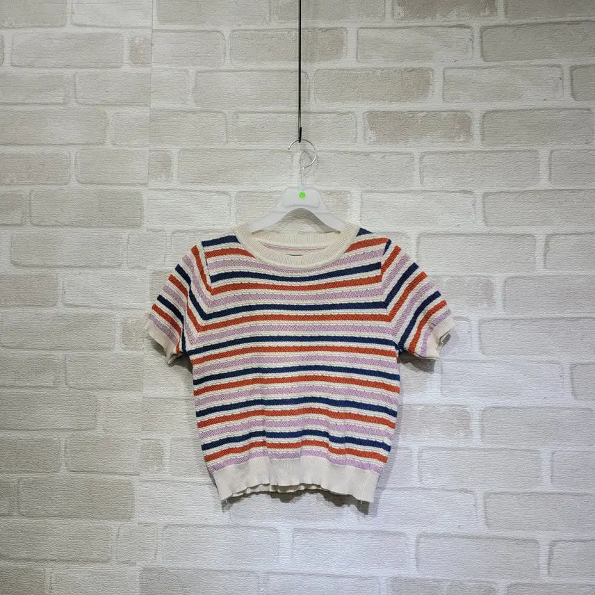 [BUNJANG] Striped Short Sleeve T-Shirt Free Size / ㅊ213 단가라 반팔 F