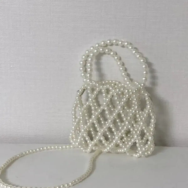 [BUNJANG] Handmade Pearl Bead Tote Bag Shoulder Bag / 진주 비즈 핸드백 토트백 숄더백 핸드메이드