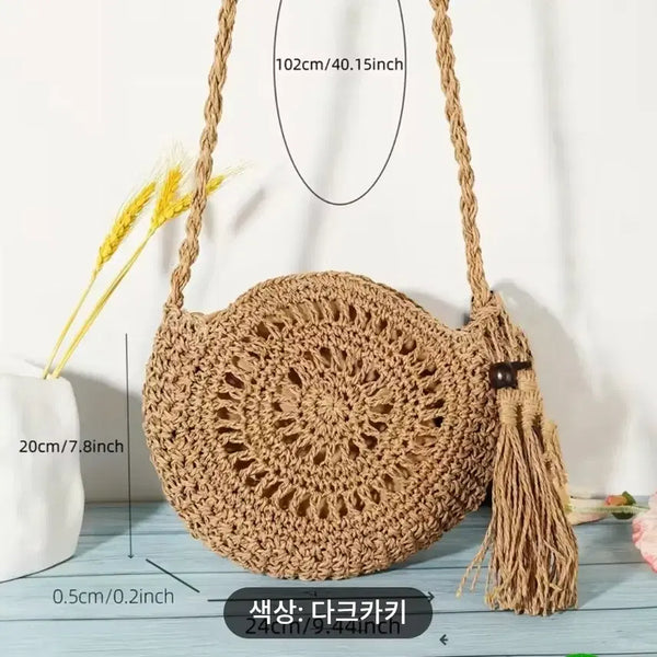 [BUNJANG] Rattan Round Crossbody Bag / 라탄 원형 크로스백.새상품