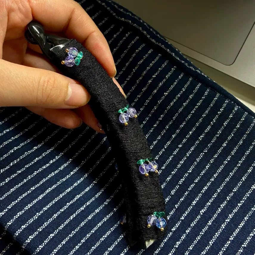 [BUNJANG] Handmade Crystal Purple Cherry Large Banana Clip 13cm Hairpin / 핸드메이드 크리스탈 퍼플 체리 대형 바나나핀 13cm 수공예 헤어핀