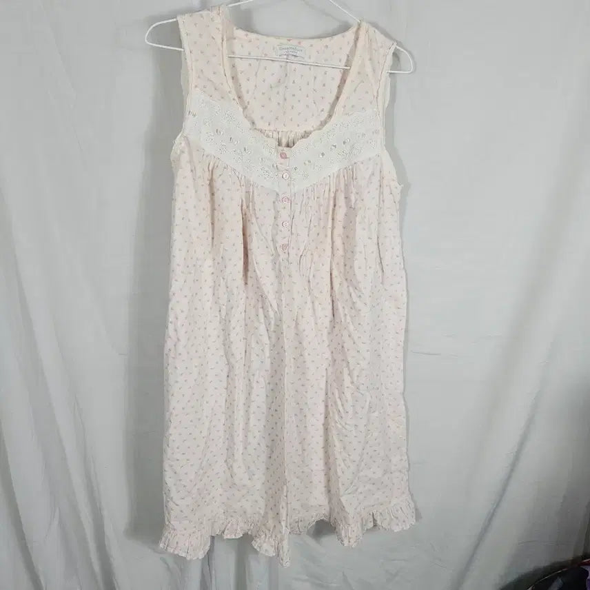 [BUNJANG] Floral Lace Cotton Camisole Dress / 꽃무늬 레이스 면나시 원피스
