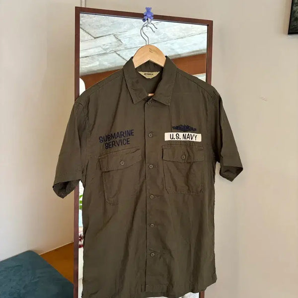 [BUNJANG] Avirex U.S. Navy Linen Blend Shirt Khaki / 아비렉스 U.S.NAVY  린넨 셔츠 카키색