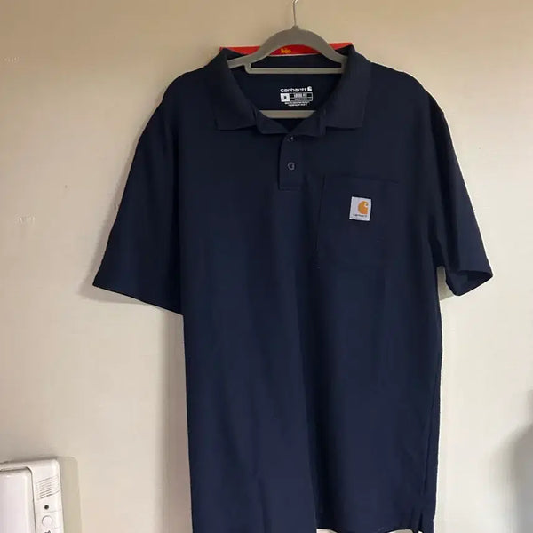 [BUNJANG] Carhartt Navy Short Sleeve Pocket Polo T-Shirt / 칼하트 네이비 반팔 포켓 카라 티셔츠