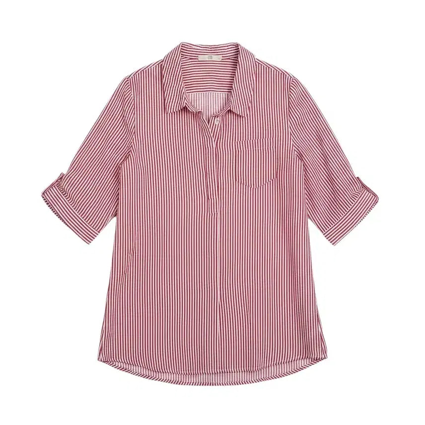 [BUNJANG] Nine Ones Red Stripe Shirt / 여성F/ 나인원스 레드 스트라이프 셔츠 35-146