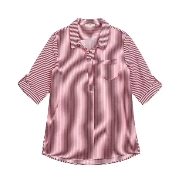 [BUNJANG] Nine Ones Red Stripe Shirt / 여성F/ 나인원스 레드 스트라이프 셔츠 35-146