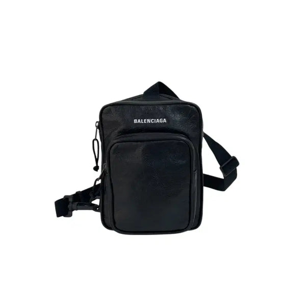 [BUNJANG] Balenciaga 620260 Explorer Messenger Crossbody Bag Black Leather / 발렌시아가 620260 익스플로러 메신저 크로스백H00308