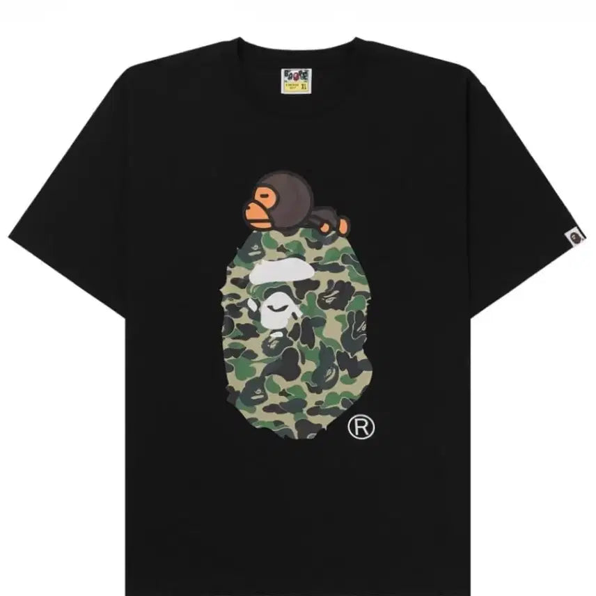 [BUNJANG] BAPE ABC Camo Milo On Big Ape T-Shirt Black Green / 베이프 ABC 카모 마일로 온 빅 에이프 티셔츠 블랙 그린