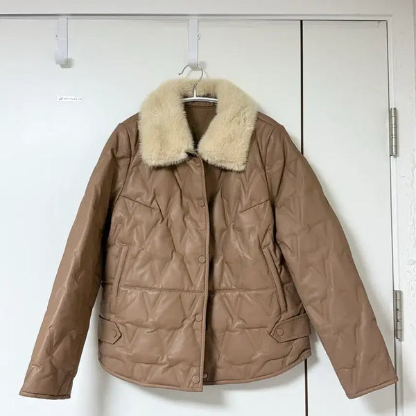 [BUNJANG] Riobel Copenhagen Mink Collar Italian Lambskin Goose Down Jacket / 리오벨 코펜하겐 밍크카라 이태리 양가죽 구스자켓