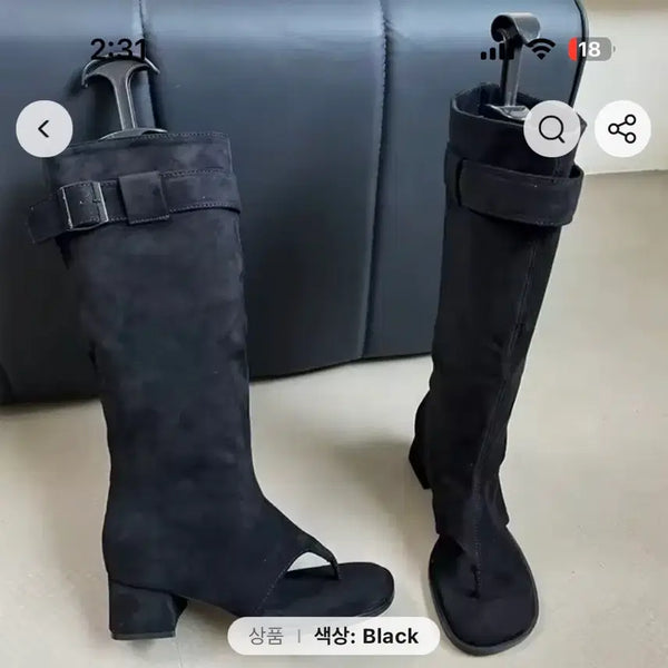 [BUNJANG] Buckle Suede Square Ankle Boots / 버클 스웨이드 스퀘어 샌들부츠